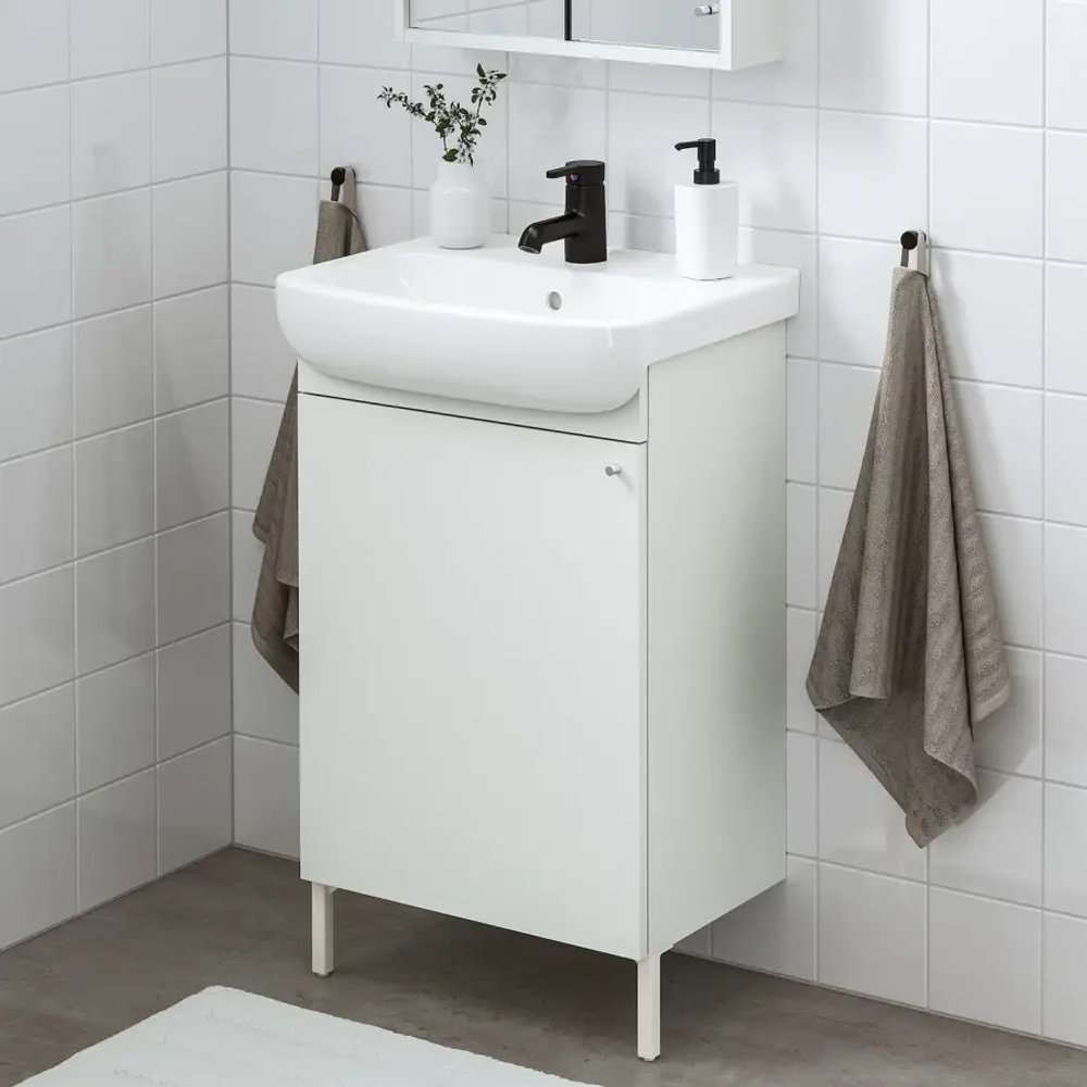 Тумба для ванной - NYSJÖN / BJÖRKÅN/ NYSJОN / BJОRKАN IKEA/ НЮШЕН/БЬЙОРКОН ИКЕА, 54х40х98 см, белый