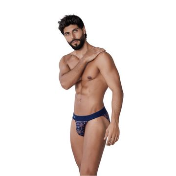 Мужские трусы танга темно- синие с принтом Clever Moda VOYAGE BRIEF BIKINI 132408