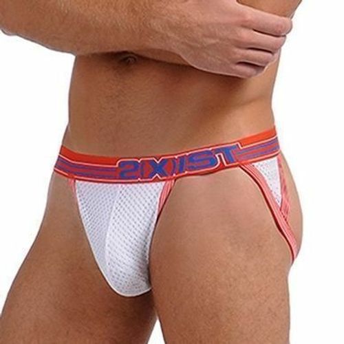Мужские трусы джоки спортивные белые в сетку 2xist White Jock