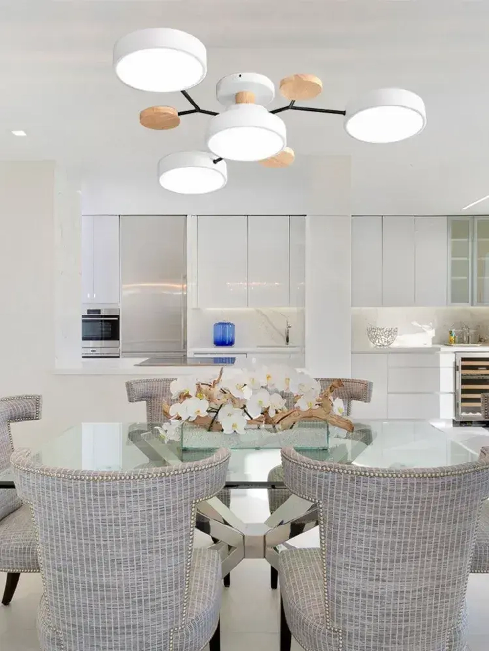 Люстра потолочная светодиодная, светильник потолочный 4 плафонов, 48 Вт, AYHOME