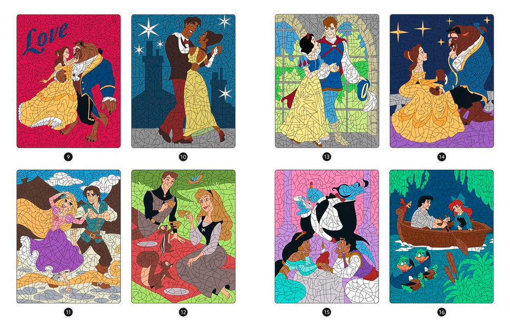 Hachette  раскраска по номерам  DISNEY PRINCESSES - Mes Coloriages Magiques - Mystères (7+) - Love Stories