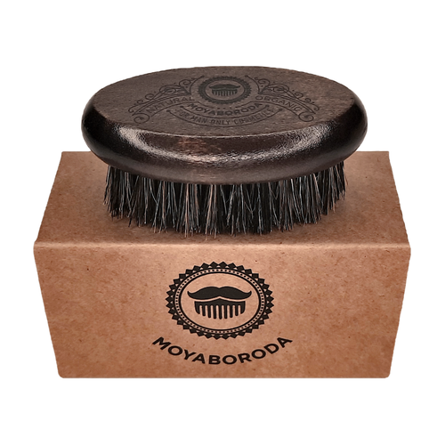 Щетка для бороды и усов MOYABORODA "DARK WOOD MEDIUM" (Средняя жесткость, щетина кабана)