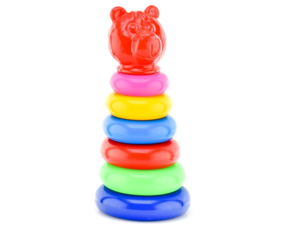 Пирамидка "Зоопарк. Медведь" 22см. 6 колец (Совтехстром)