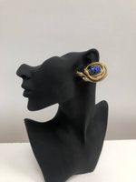 Винтажные серьги-пусеты Monet в виде трех змей со вставками синих оттенков