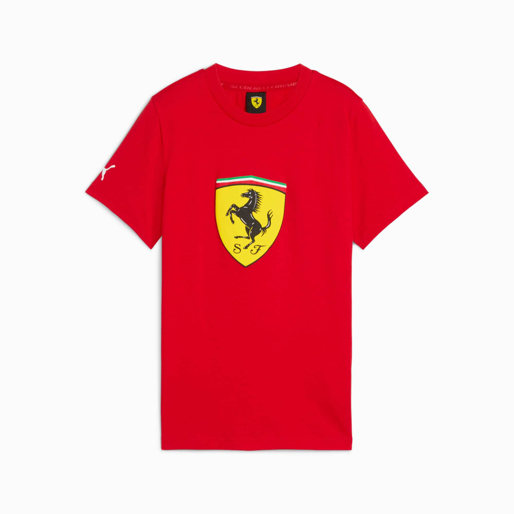 PUMA X SCUDERIA FERRARI ФУТБОЛКА С ЦВЕТНЫМ БОЛЬШИМ ЩИТОМ SPORTSWEAR, КРАСНЫЙ