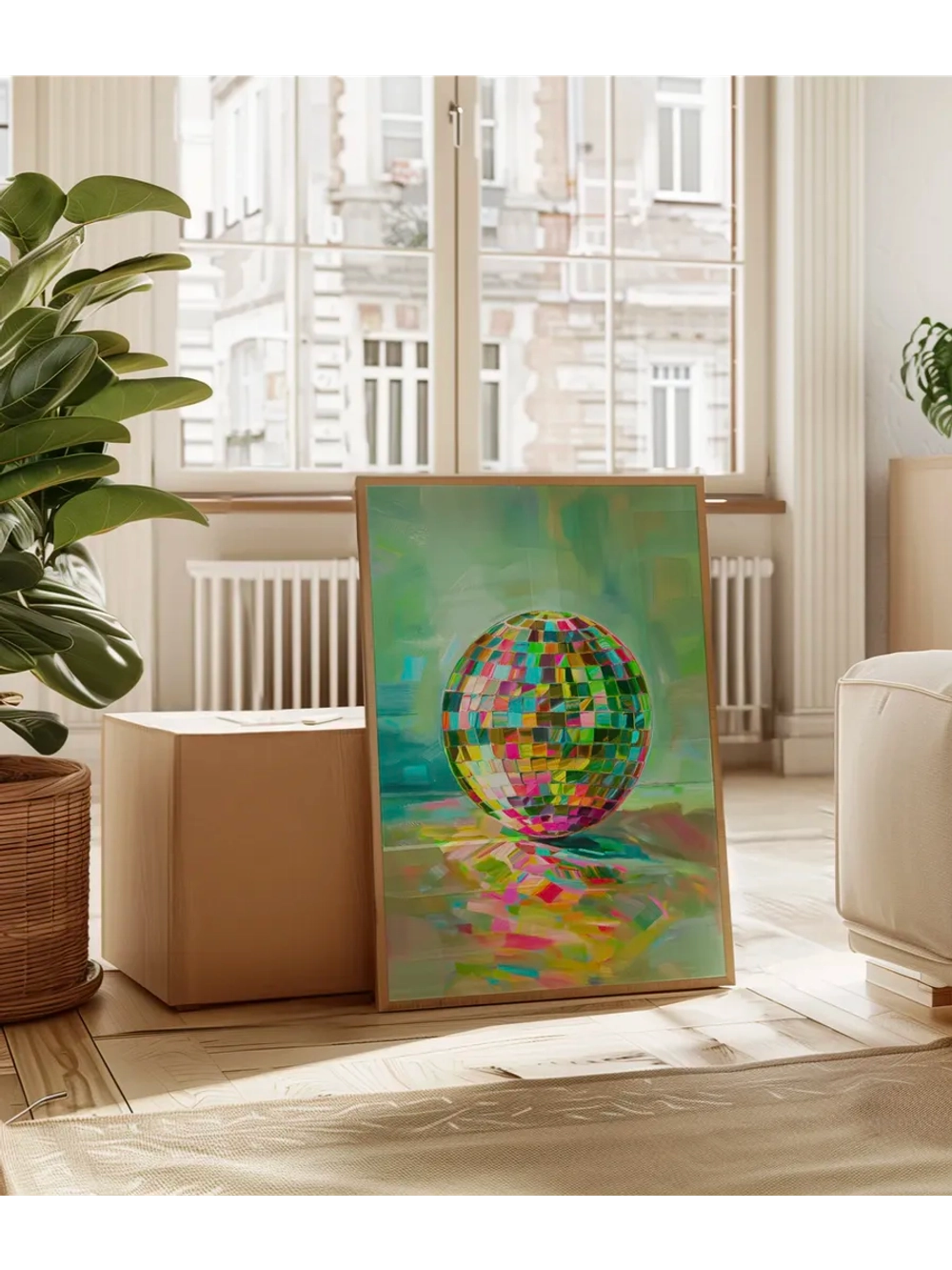 постер 30х40 см интерьерный на стену без рамок Диско шар