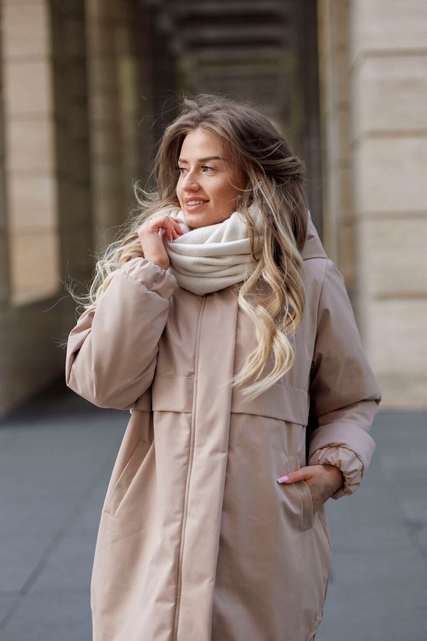 Парка Утепленная женская бежевая - фото 7