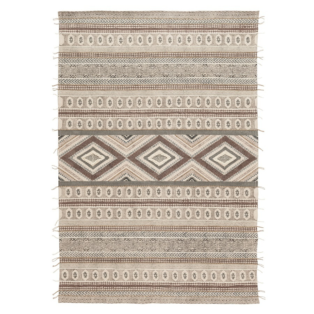 Ковер из хлопка, шерсти и джута с геометрическим орнаментом из коллекции ethnic, 120х180 см