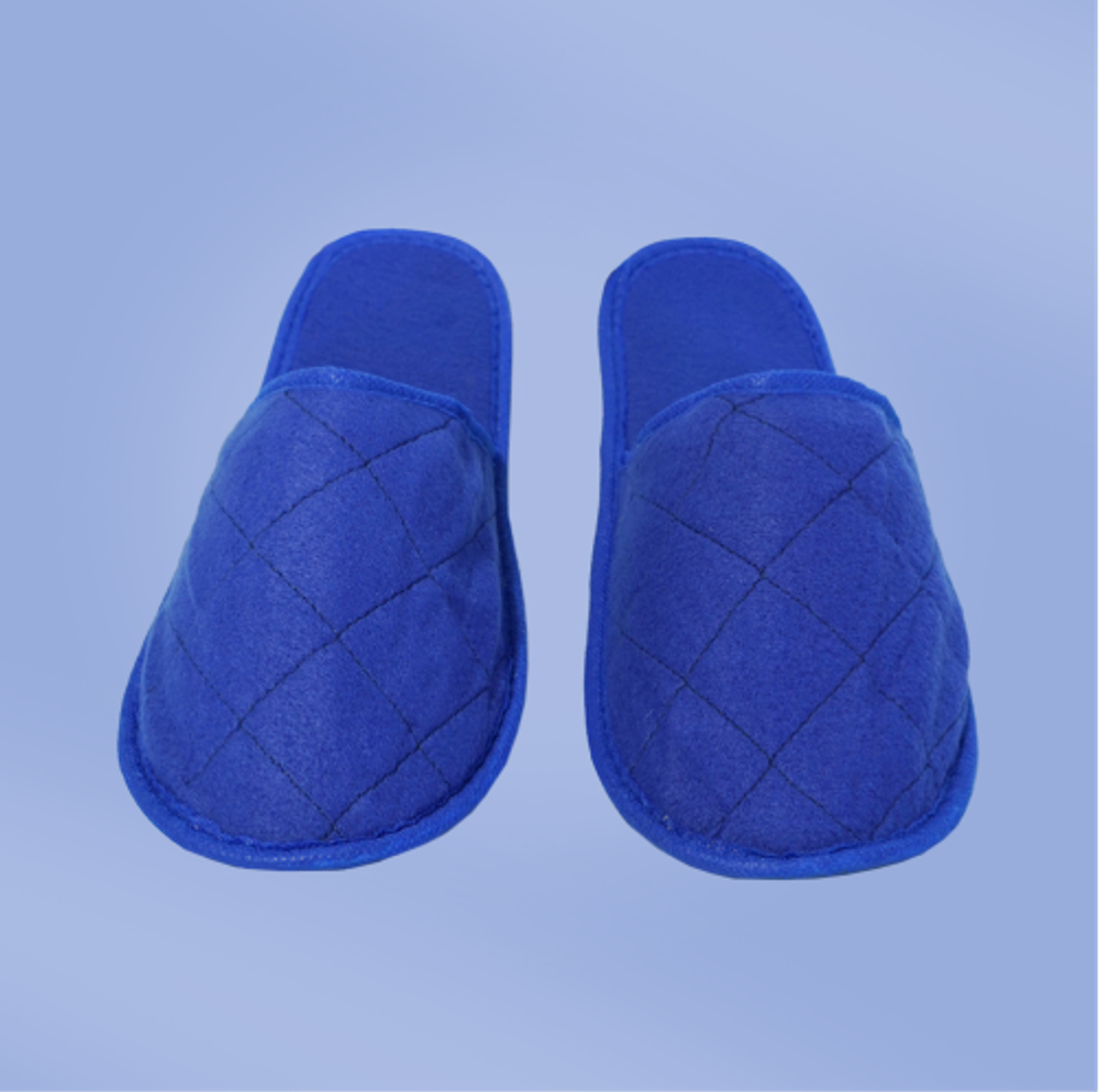Тапки махра/флис, закрытый мыс (100 пар) одноразовые, синие (васильковые)