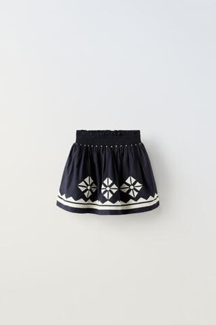 ZARA ЮБКА С ВЫШИВКОЙ, СИНИЙ