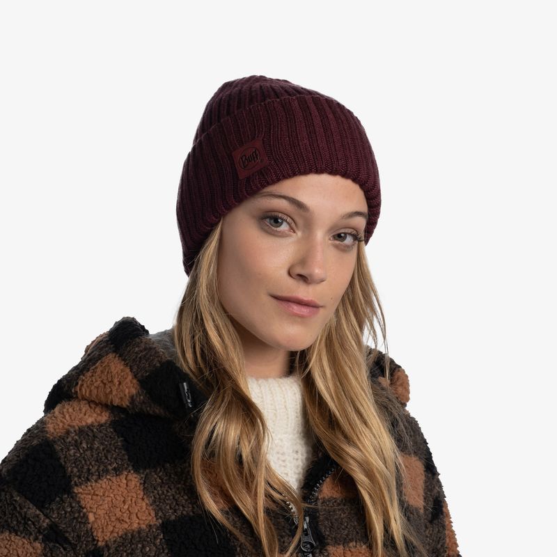 Вязаная шерстяная шапка Buff Hat Wool Knitted Ervin Maroon Фото 2