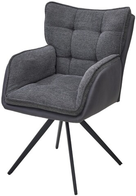 Стул М-City DISAUR Ortega 180 Град. Brego-16 темно-серый, ткань, Maison 95 темно-серый, Pu, Черный