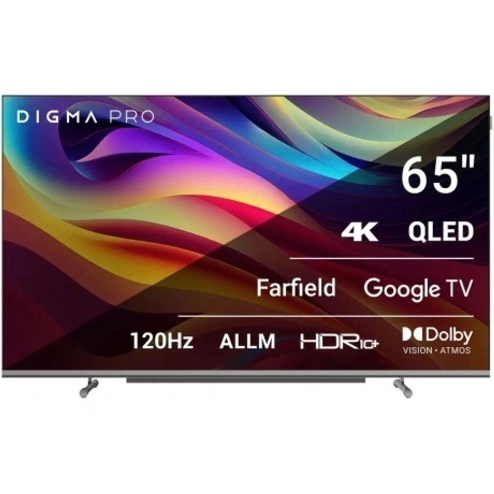 Телевизор Digma Pro 65" QLED 65L Google TV Frameless черный/серебристый