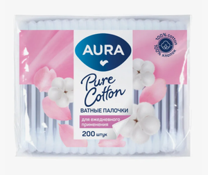ВАТНЫЕ ПАЛОЧКИ AURA 200ШТ