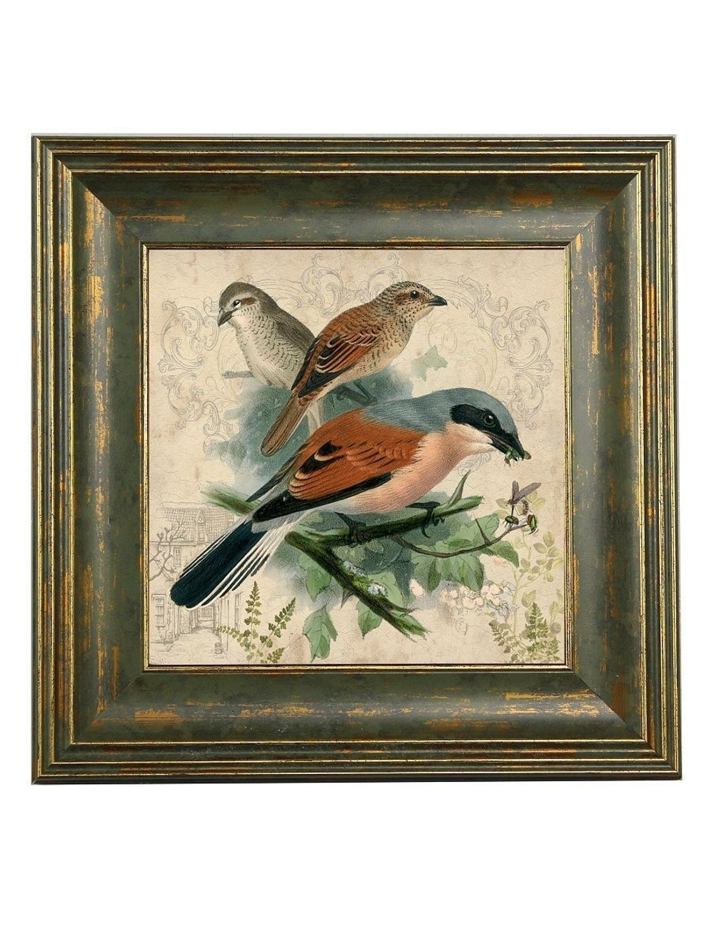 Картина на стену для интерьера на холсте в раме "Птицы" 29*29 см