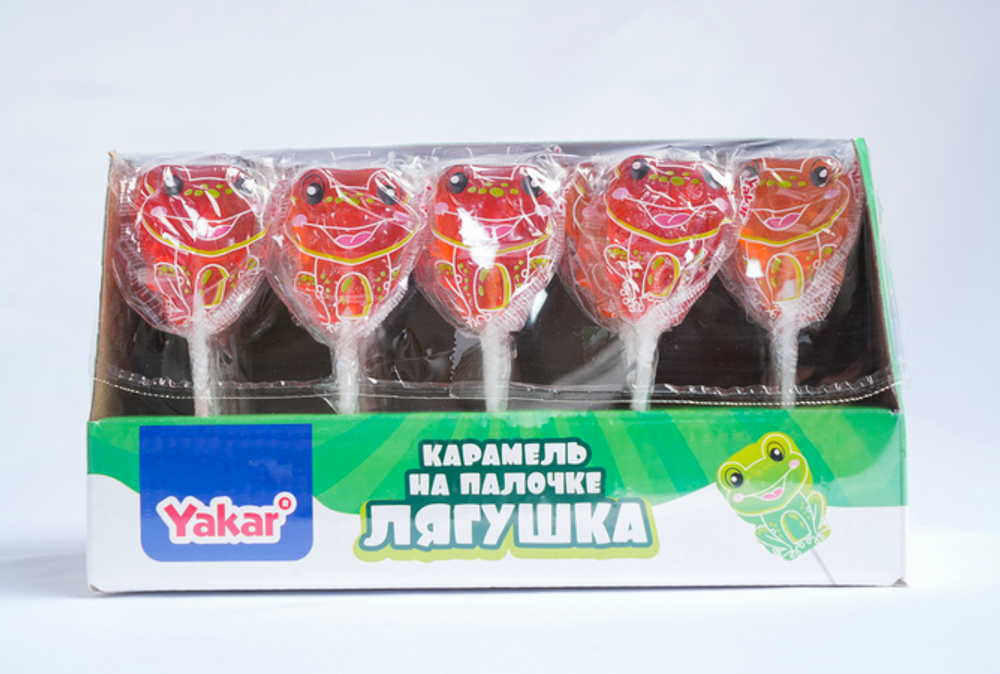 Карамель на палочке Yakar "Лягушка" ассорти 16г*30 шт*10 блоков