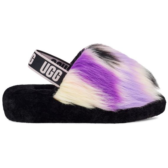 Ugg Fluff Yeah Slide Tie Dye 'Black White Purple'