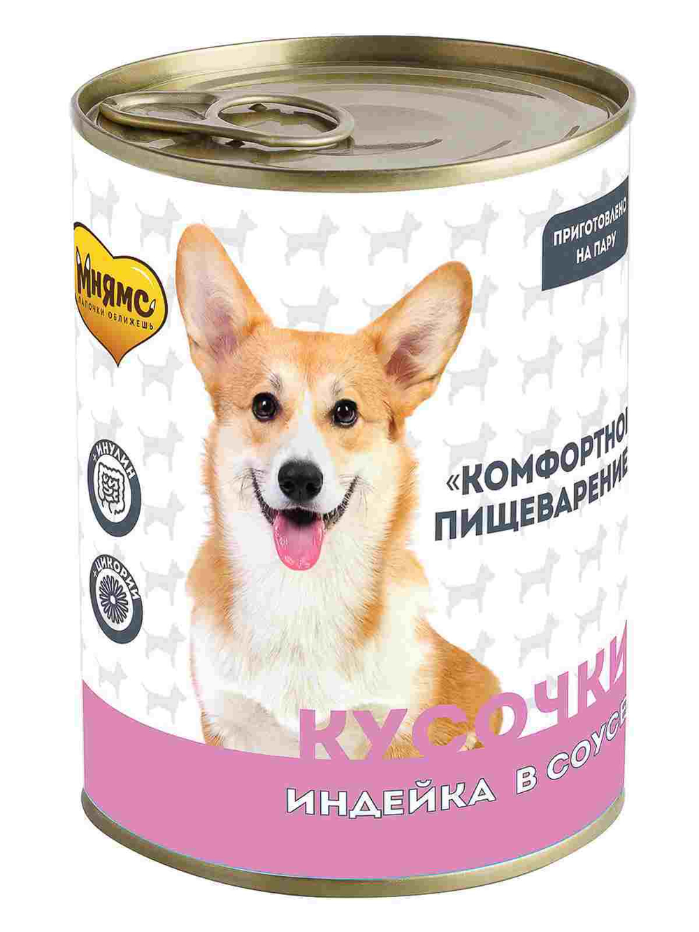 Влажный корм Мнямс Кусочки в соусе с индейкой для собак всех пород «КОМФОРТНОЕ ПИЩЕВАРЕНИЕ" 400 г