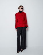 Жакет двубортный приталенный из шерсти красный