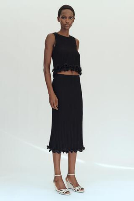 ZARA ДВУХСЛОЙНЫЙ ТРИКОТАЖНЫЙ ТОП, ЧЕРНЫЙ