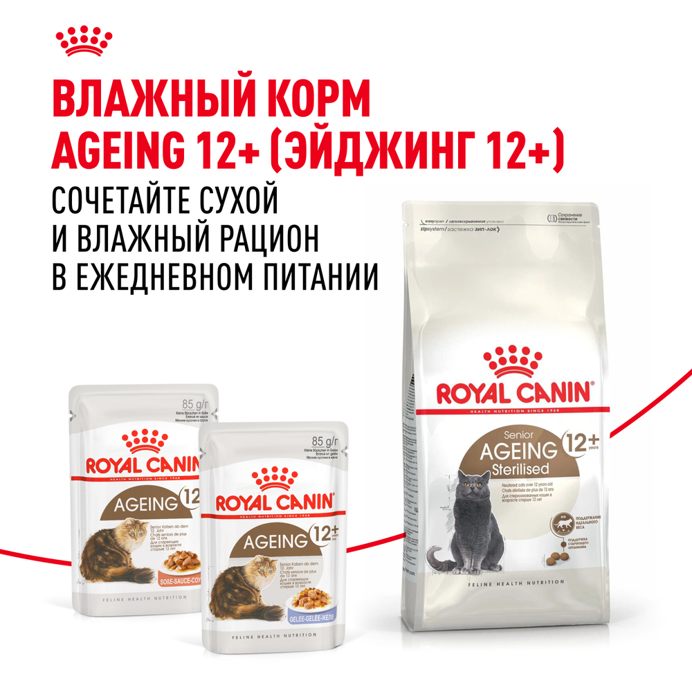 Royal Canin Ageing Sterilised 12+ Корм сухой полнорационный сбалансированный для стерилизованных стареющих кошек в возрасте старше 12 лет 2кг