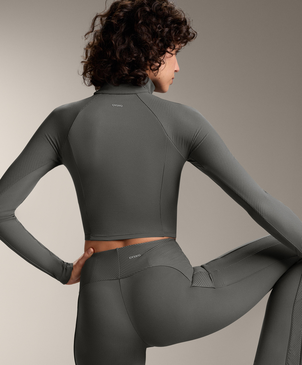 Oysho Топ Comfortlux с длинными рукавами, темный антрацит