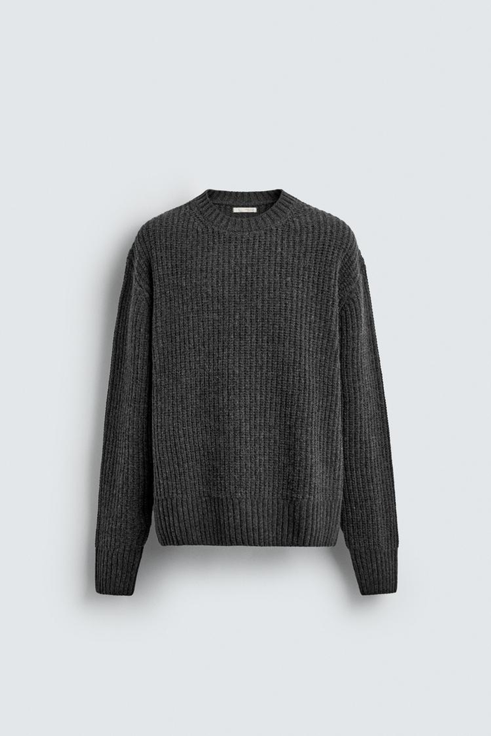 ZARA СВИТЕР СВОБОДНОГО КРОЯ, ТЕМНО-СЕРЫЙ МЕЛАНЖ