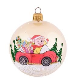 НФШ-1656/3 Ел.украшение Шар «Поросенок с подарками» 85 мм