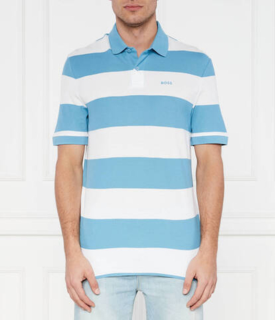 Поло PalesStripe BOSS ORANGE - голубой(50513604)