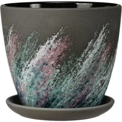 Горшок керамический Живопись черный крокус №1