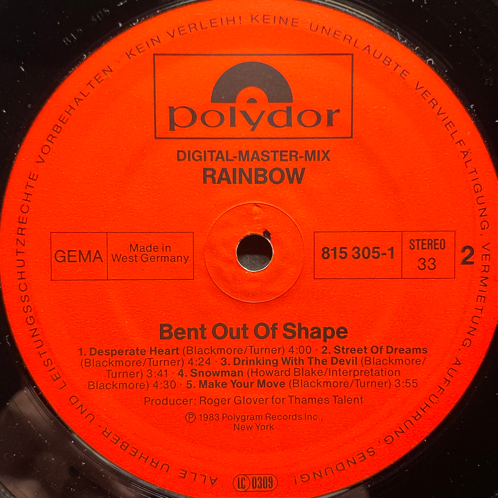 Rainbow - Bent Out Of Shape (Германия 1983г.)