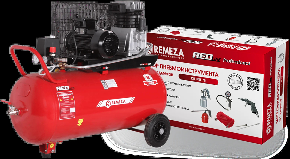 Компрессор поршневой СБ4/С-100.AB365 с набором пневмоинструмента KIT UNI-7B