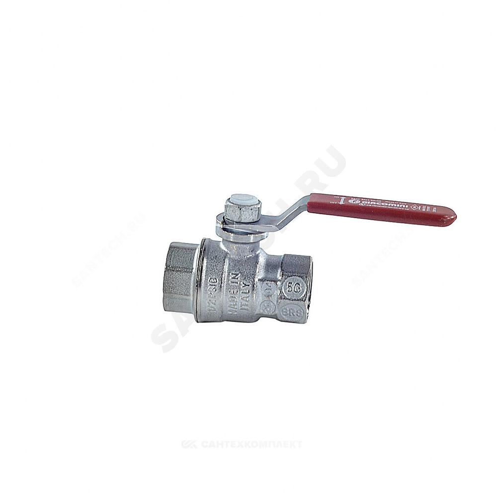 Кран шаровой латунь хром R850 Ду 100 Ру28 ВР полнопроходной рычаг Giacomini R850X031