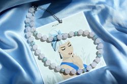 Колье из кварца и аквамарина