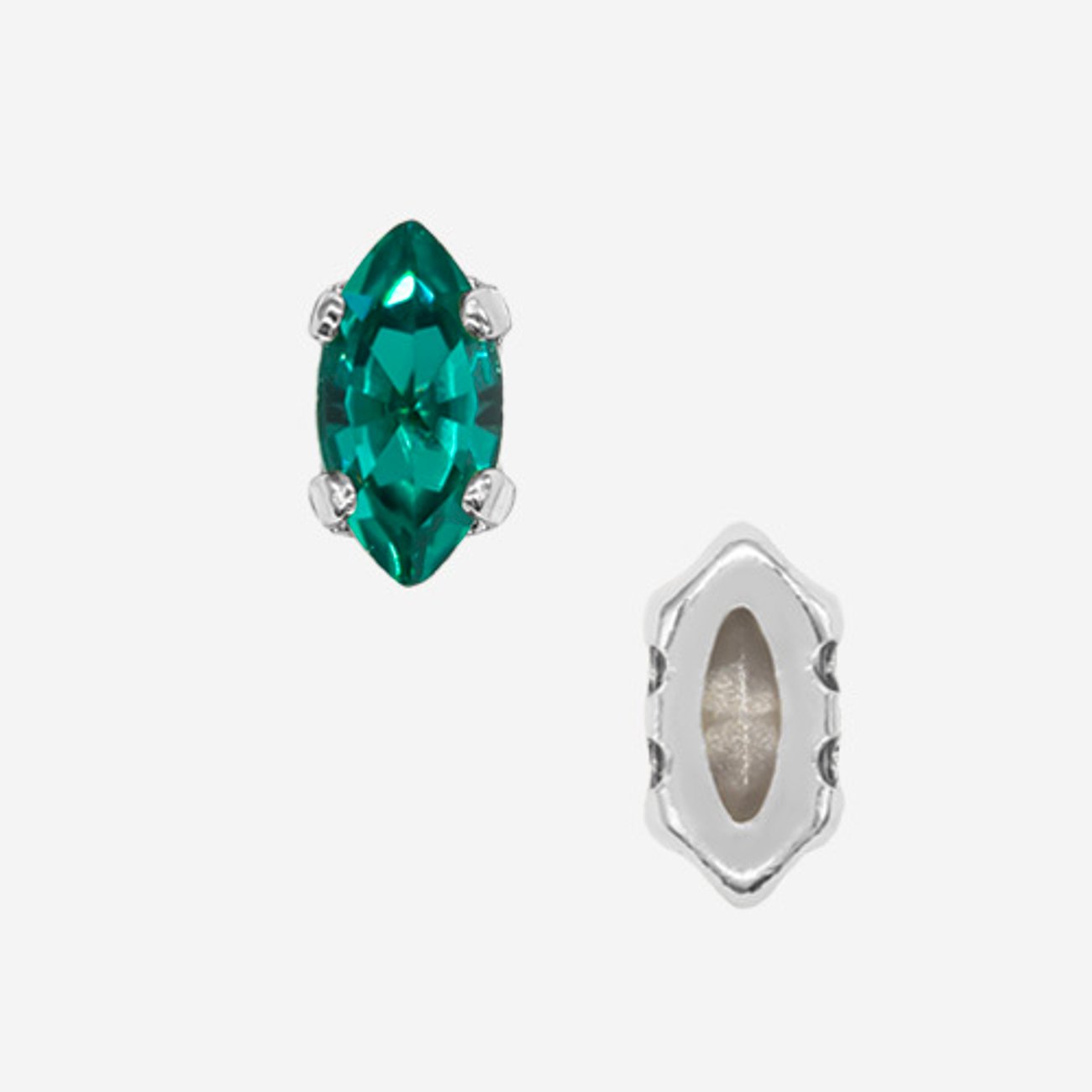 Кристалл Маркиз (Marquise Fancy Stone) в цапах, оттенок "Голубой Циркон"/"Blue Zircon", 6*3мм, родирование