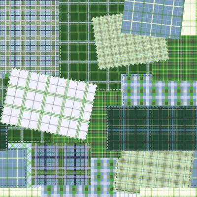 клетчатый печворк сине-зеленый