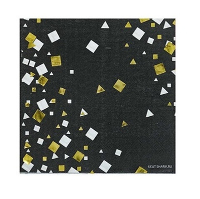 Салфетки Конфетти Party черная 33см 6шт