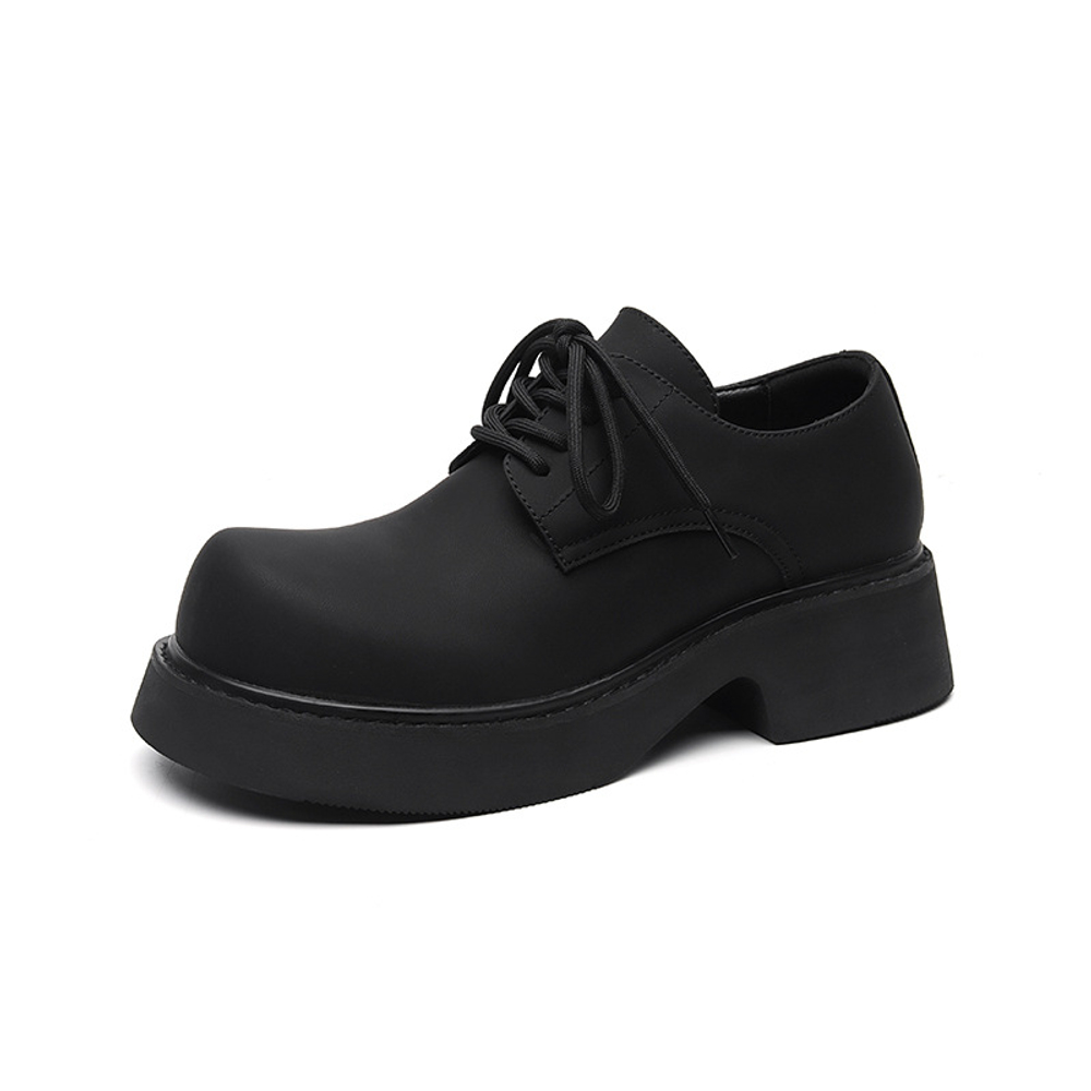 V ZERO FIVE Chunky Derby Shoes Microfiber Leather Casual Shoes Unisex Black British