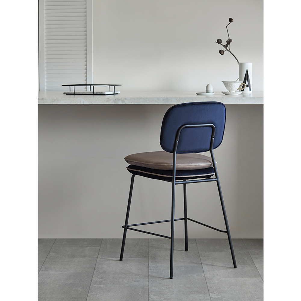 Стул полубарный Bergenson Bjorn Pea, велюр, темно-синий/бежевый