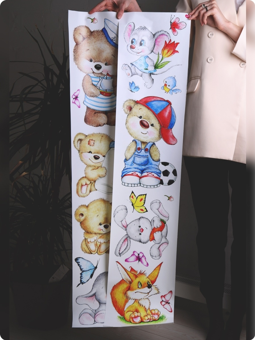 Интерьерные виниловые наклейки большие воздушные шары на стены в детскую, дома, облака, пейзаж