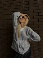 Костюм "пушистик" с кардиганом в сером цвете