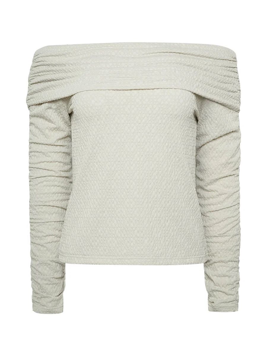 Кофта из фактурного трикотажа с открытыми плечами фисташка