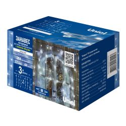 ULD-C3020-264-TTK WHITE IP44 Занавес светодиодный с эффектом мерцания. 3х2м. 264 светодиода. Белый свет. Провод прозрачный. TM Uniel