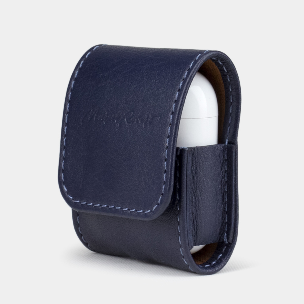 Чехол-держатель для наушников Petit Easy из натуральной кожи теленка синего цвета