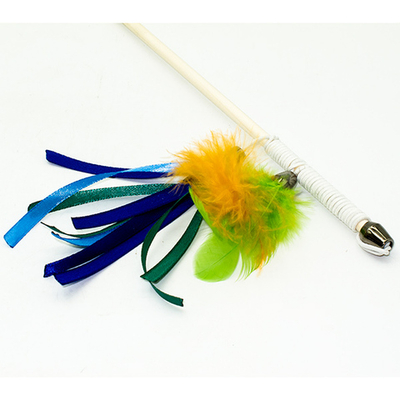 Дразнилка-удочка Ленты-перья 50см дер.палочка Кот Лукас