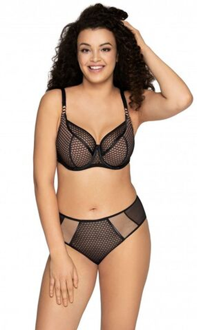 Бюстгальтер plus size на косточках с эффектом перфорации (Размер: 85I) (Цвет: черный)