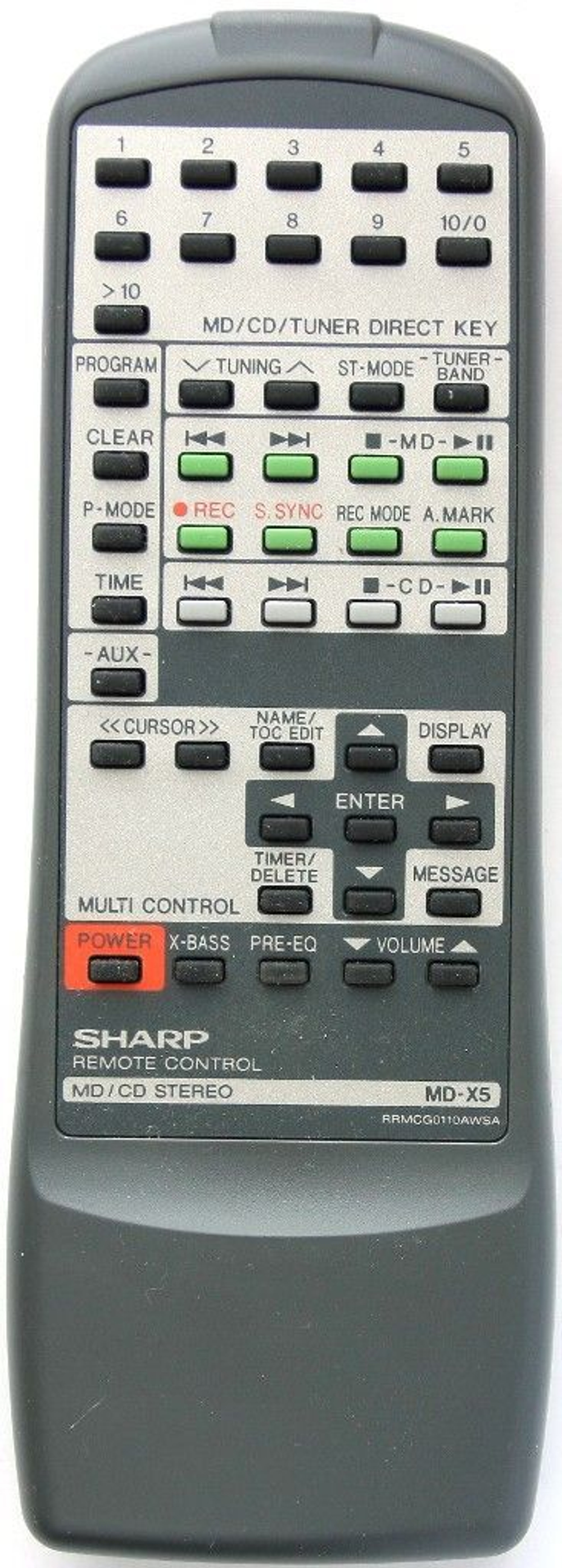 Пульт для SHARP RRMCG0110AWSA MD/CD STEREO MD-X5 / G0110