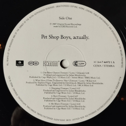 Винтажная виниловая пластинка LP Pet Shop Boys Actually (Germany 1987) Hit Music