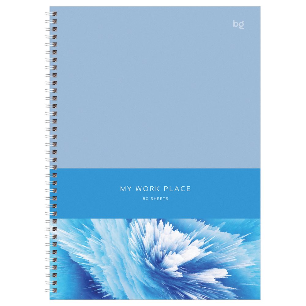 Тетрадь 80л., А4 клетка на гребне BG "Blue art", глянцевая ламинация, твердая обложка