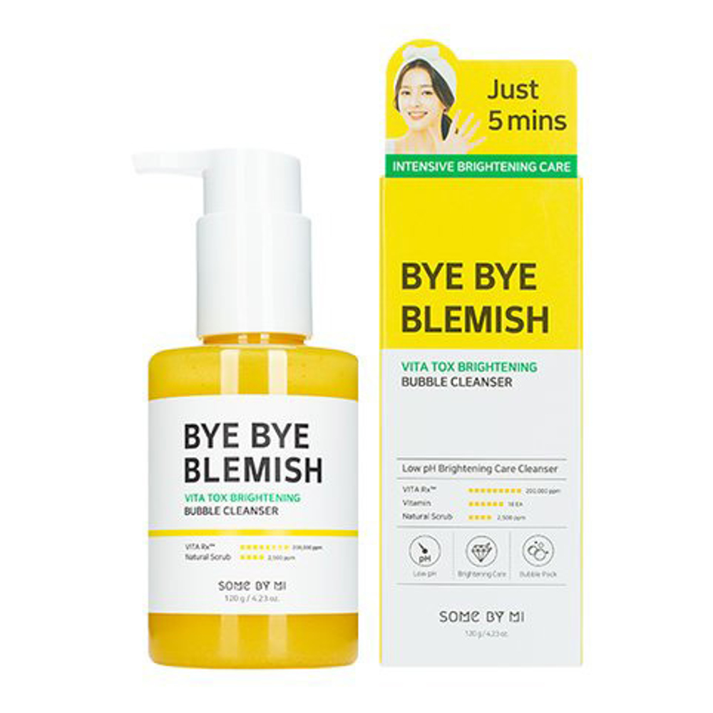 Обновляющая маска-пенка от несовершенств с витаминами Some by Mi Bye Bye Blemish Vita Tox Brightening Bubble Cleanser 120г